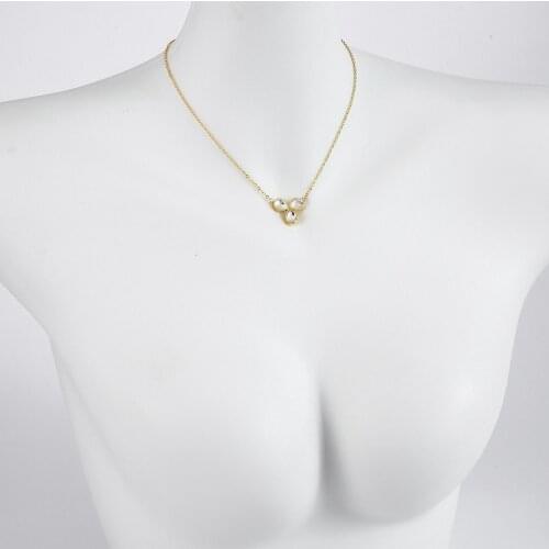 Crystal Clover Necklace Stainless Steel water drop Teardrop Chain Necklace as Mothers Day Gift