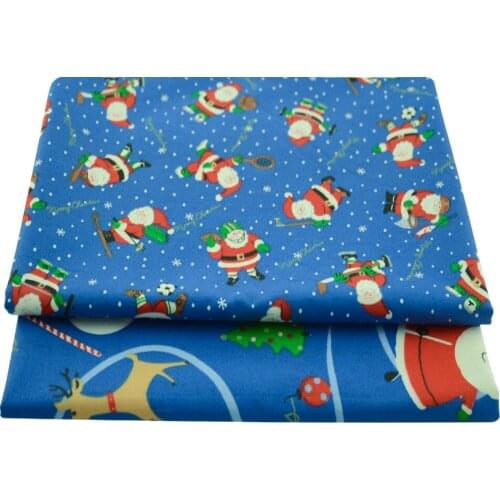 Booksew Printed Blue Christmas Festival Series PureCotton Fabrics for Needlework Sewing DIY Patchwork Per Meter Cloth Bed Sheet