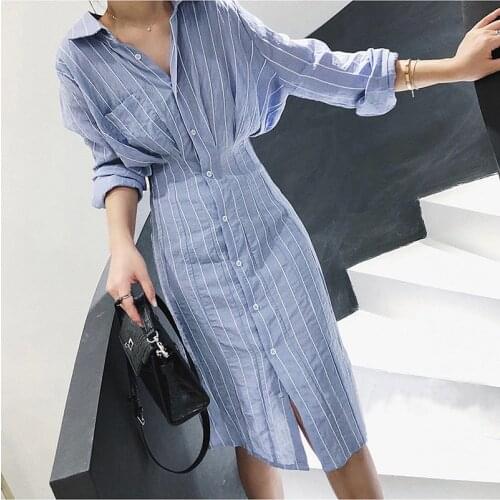 Spaghetti Strap Dress Robe Chemise Femme Blue Office Vestidos Verano 2019 Spring Korean Women Clothes Ladies Dresses Ropa Mujer