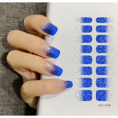 Fake Nail Polish Stickers Glitter Gradient Simple Summer DIY Sliders for Nails Equipment Manicure Nail Art Sticker Full Wrap