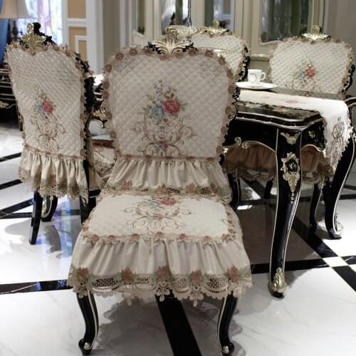 Luxurious Round/Square Lace Tablecloth Soft Chenille Fabric Wedding Party Table Cloth Non-slip Chair Cover Doily Table Flag