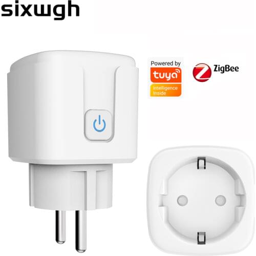 Tuya Zigbee eu smart socket plug for hub gateway, Smart Home wireless remote control app power monitor outlet for Google Alexa