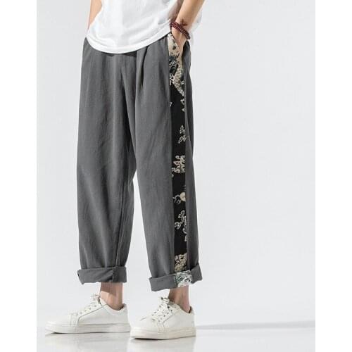 Traditional Chinese Clothing For Men Harem Pants Male Baggy Chinese Style Harem Trouser Men Autumn Cotton Linen Pants Black