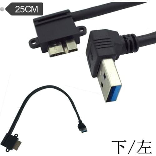 USB 3.0 A 90 degree Down angle male to Micro B male 90 degree left angle short Cable