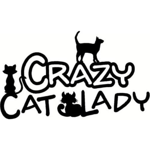13.5CM*8CM Fashion Animal CRAZY CAT LADY Window Vinyl Sticker C5-1468