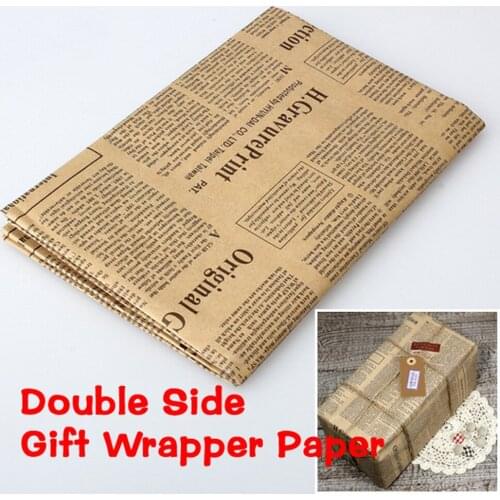 52x75cm Gift Wrapping Paper Roll Vintage Newspaper Double Sided Wrap Decor Art Kraft For Christmas Party Creative Material