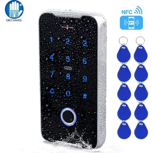 IP68 Waterproof Access Control Keypad RFID Keyboard WG26 System Support Mobile Phone NFC / Fingerprint /Password Unlock 13.56MHz