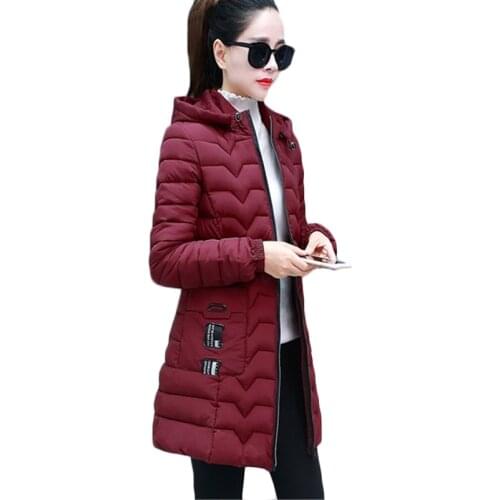Women Plus size Down cotton Jacket New Winter Warm Cotton Jackets Female Students Korean Print long Thin Hooded parkas 6XL F841