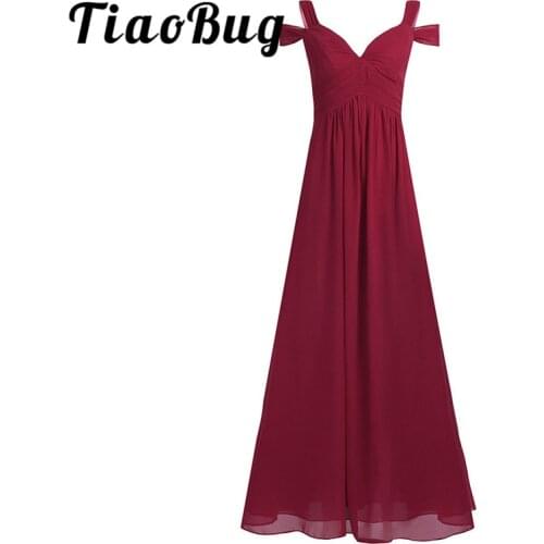 Tiaobug Women Ladies Chiffon Off-The-Shoulder Bridesmaid Dresses Floor Length Formal Occasion Prom Gowns Bridesmaid Dresses