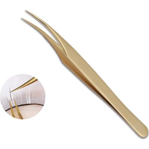 Golden Eyelashes Tweezers Makeup Premium Beauty Tools High Precision Anti-static Tweezers for Eyebrows Lash Extension Supplies