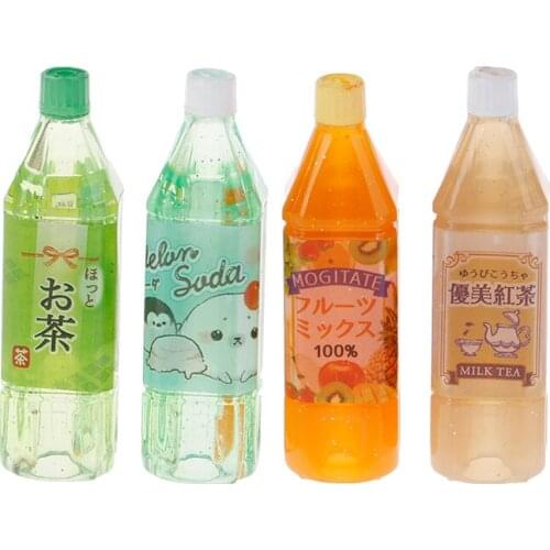 1/4pcs New Black Tea Green Tea Juice Doll Drinks Toy 1:12 Dollhouse Mini Water Bottles