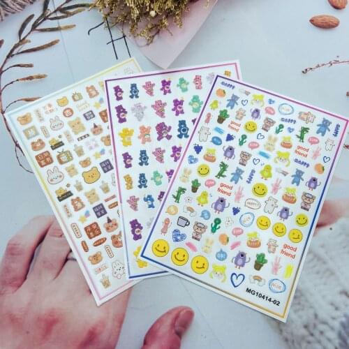 Fashion New Arrival Hot Selling 3d Nail Stickers Embossment Energy Bears Smiles Fingernail Decals Nail Art Manicure Women Girls