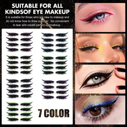 4 Pairs Reusable Eyeliner Eyelash Stickers False Eyelashes Self-adhesive Eye Smoky Makeup Sexy Tape Eye Invisible Eyelid Li X2E6