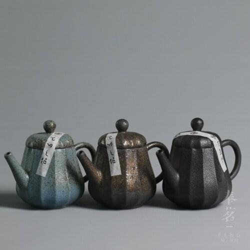 Japanese Pottery Teapot Handmade 180ml Tea Set Ourdoor Kung Fu Tea Kettle Home Decor Japan Retro Style Tea Pots