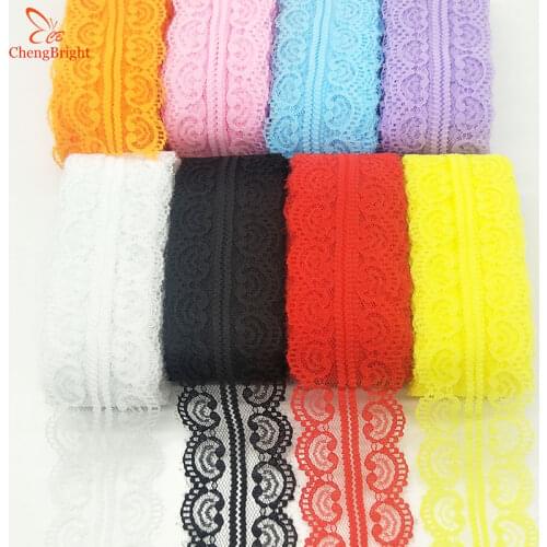 ChengBright 10 Yards Lace Ribbon 45MM Wide White Lace Trim Fabric Embroidered Net Lace Trimmings for Sewing African Lace Fabric