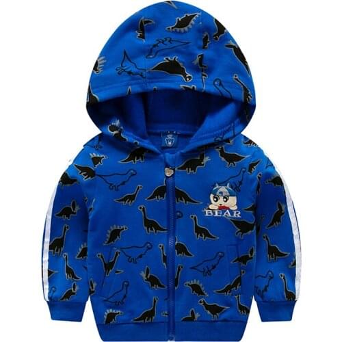 Childrens Wear Bear Boys Spring And Autumn Flower Dinosaur Print Clothes New Sportswear Boys Hoodies size 90 100 110 120 130