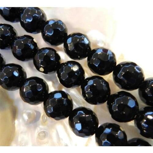 Faceted 8mm Black Onyx Round Loose Beads Strand Natural Stone Accessory Parts Fashion Jewelry Making Women Girls Gifts 15INCH