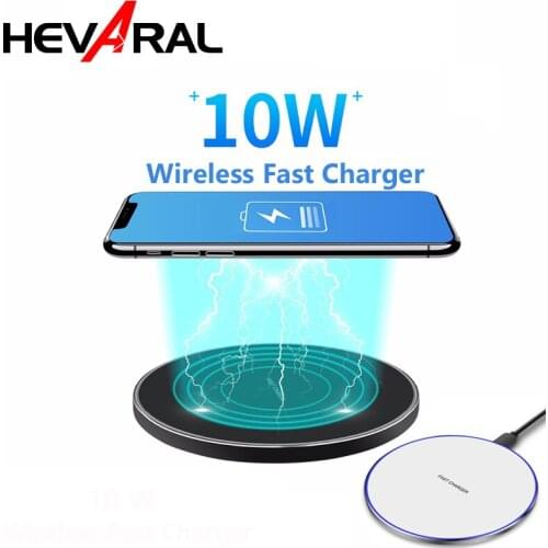 HEVARA 10W Fast Wireless Charger For I10 Samsung Galaxy S9/S9+ S8 S7 Note 9 S7 Edge USB Qi Charging Pad for iPhone XS Max XR X 8