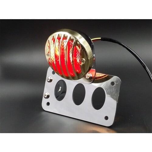 Chrome Gold Grill Horizontal Side Mount Back Axle Tail Light Lamp Rat Chopper XL