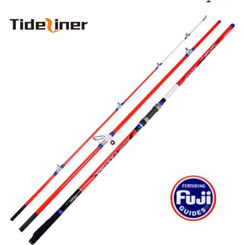 4.2m full fuji parts surf casting fishing rod spinning surf casting trolling carbon rod 3 sections lure weight 100-250g