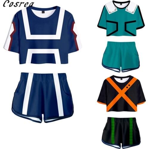 Anime My Hero Academia Cosplay Two Piece Sets Women Sexy T Shirt Shorts My Boku No Hero Academia gym uniform Tracksuit Girls