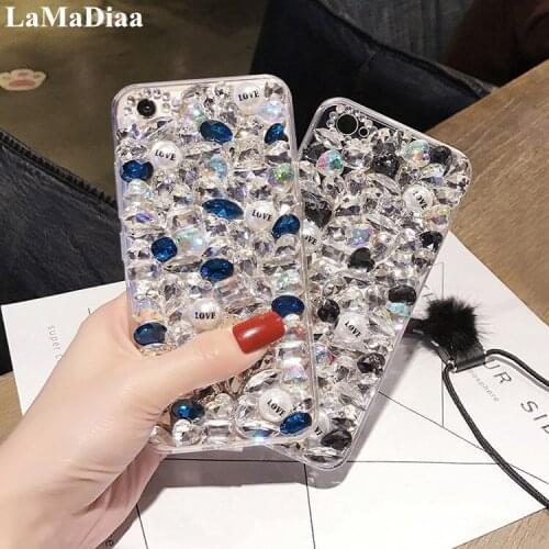 LaMaDiaa Phone Case Lovely Bling Crystal Diamond Gem Soft Back Cover for iphone 12 11 Pro MAX SE 6 6s 7 8 Plus X XR Xs Max Case