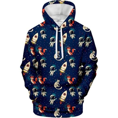 MenS Clothing Aviation Crew Creative Digital Printing Pullover 3D Drawstring Hooded