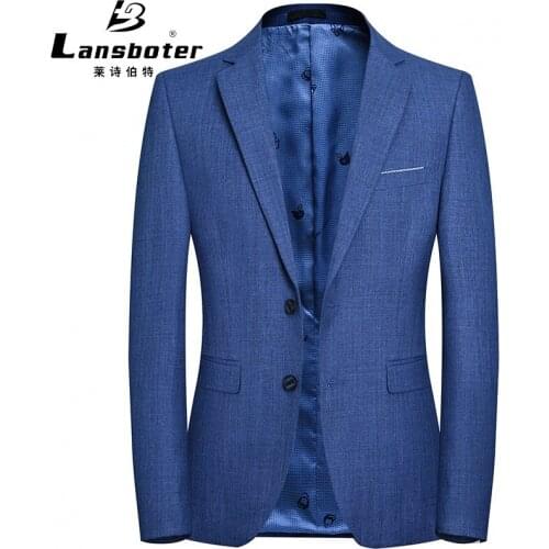 Slim Fit British Design Blazer Men Quality Blue Two Buttons Suit Jacket Men Business Wedding Party Suit Blazer Masculino FS-209
