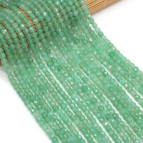 5mm Natural Semi-Precious Stones With Irregular Faceted Square Green Aventurine Spacer Loose Beads for Jewelry Making Bracelet