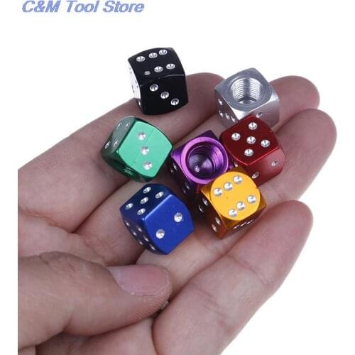 New 4Pcs Universal Dice Tire Tyre Car Auto Truck Valve Stem Cover Caps Wheel Rims