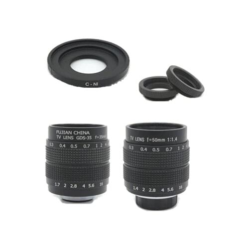 2in1 Fujian CCTV Lens 35mm f1.7 Lens/ 50mm f1.4 Lens Mount Ring Kit Monitor lenses for Nikon 1 AW1 S2 J4 J3 J2 J1 V3 V2 V1
