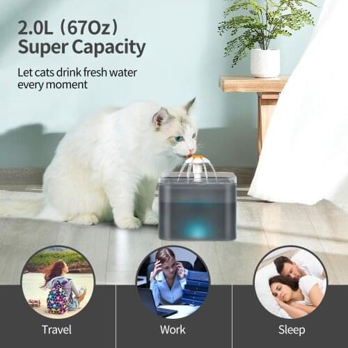 Cat Water Fountain Bowl Automatic Pet Water Feeder Dog Drinking Dispenser Bowl Container with LED Level Display