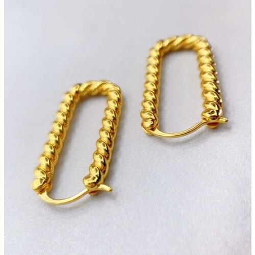 Unisex gold plated twist jewelry earrings hoop women fashion jewelry for party