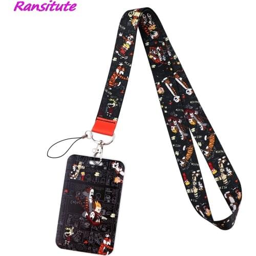 Ransitute R1802 Funny Tiger And Friend Cartoon Card Holder ID Holder Bus Card Holder Staff Card DIY Hang Rope Lariat Lanyard