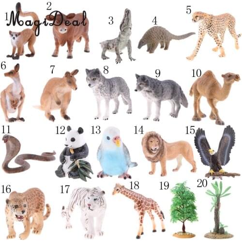 Realistic Zoo Animal Model Figurine Action Figures Gray Wolf Snake Panada for Kids Children Play Educational Toy Home Ornaments