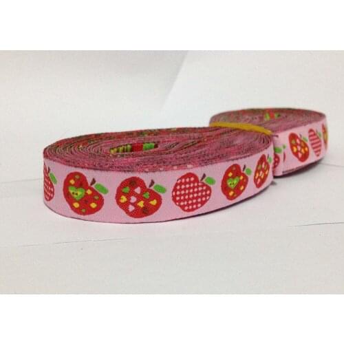 [lucky Ribbon] ZERZEEMOOY wholesale 5/8'' (16mmx10yards) 100% Polyester Woven Jacquard Ribbon pink apple zakka ribbon