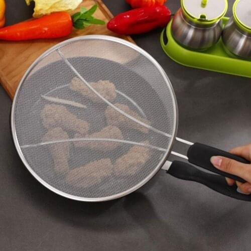 Splash Net Ultra-fine Mesh Splatter Screen Frying Pan Grease Guard Shield Stainless Steel With Handle For Most Pots