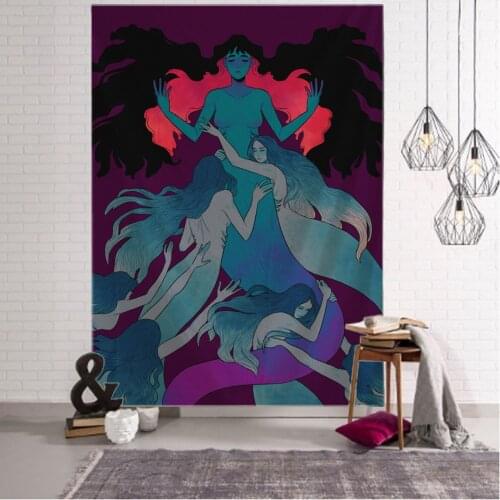 Sun and Moon Characters Art Tapestry Psychedelic Illustrations Comics Wall Hanging Hippie Bohemia Home Decor Mandala Witchcraft