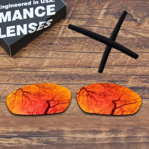 ToughAsNails Fire Red Mirrored Polarized Replacement Lens and Black Earsocks for Oakley Whisker