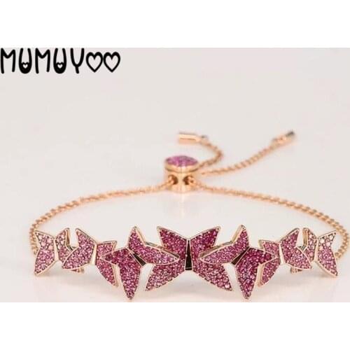 High-quality fashion glamour romantic pink butterfly bracelet hot style colorful flying butterfly womens bracelet jewelry