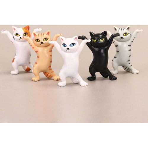 5Pcs Children Funny Gifts Dancing Cat Carrying Coffin Figures Dolls Animals Figurines Collection Display kitten Models Kids Toys