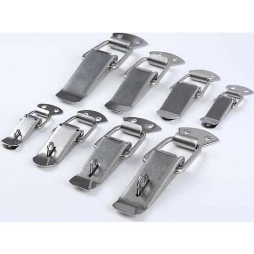 1-6PC Cabinet Box Locks Spring Loaded Latch Catch Toggle steel Hasps For Wooden case Sliding Door Window Furniture Hardware