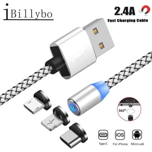 Magnet Type C USB Charge Wire Honor 8X 8C 6A Redmi 5 6 7A vivo Z5x Z3x X23 Y83 QC 3.0 Fast phone Charger For Samsung M10 J4 J6