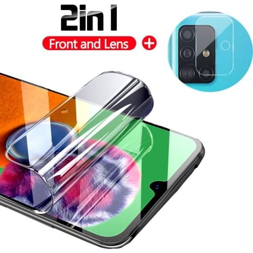 2IN1 Screen Hydrogel Film for Samsung Galaxy A50 A71 A51 A70 Screen Protector on Samsung A51 A 71 A70s A80 camera lens protector