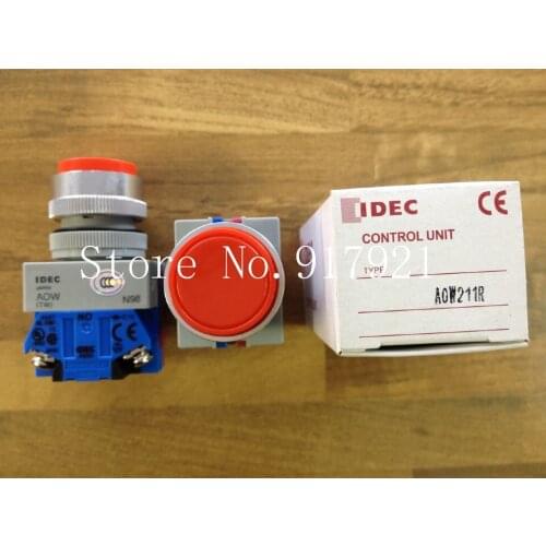 [ZOB] Japans IDEC Idec and AOW211R NO+NC with 22 red button self-locking flat genuine original --5PCS/LOT
