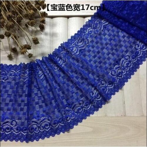 1 Meter Nylon Spandex Luxury Royal Blue Lace Elastic Lace Trim Stretch Lace Trim Trimming 17cm Width