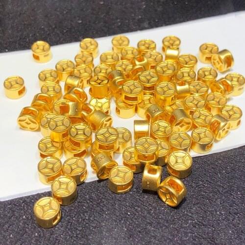 1pcs Pure 24K 999 Yellow Gold Bead DIY Bracelet Ring Necklace 3D Coin Pendant / 0.2g
