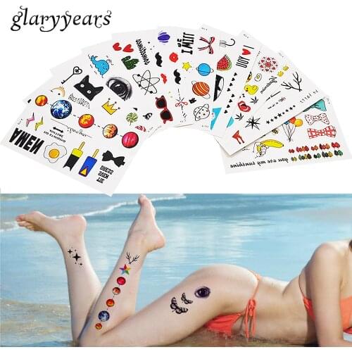 1 Piece Small Pattern Body Art Tattoo Children Cartoon Tumbler Cat Design Temporary Beauty Neck Hand Henna Tattoo Sticker Unisex