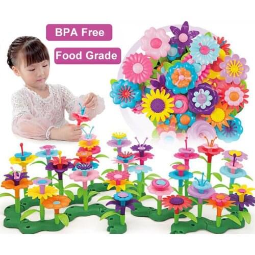 109pcs Educational Flower Arrangement Toys Creative Colorful Interconnecting Blocks Building Garden Game for Girls