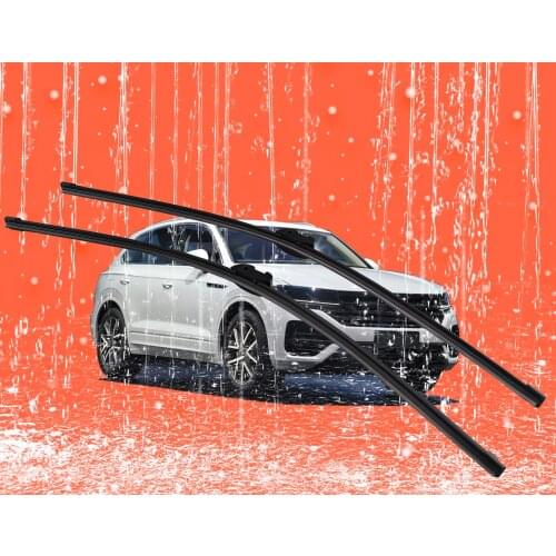 2 pcs Front Windshield Bracketless Wiper Blades Set 26"+26" Fit for VW Touareg R50 SUV 2008-2014
